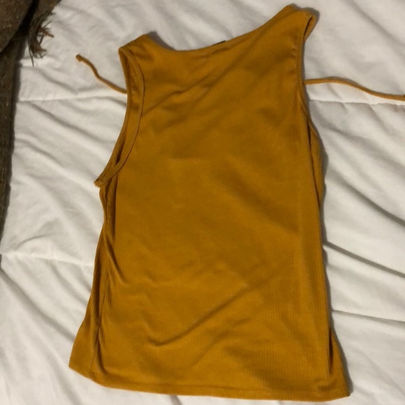 yellow lace up tank top - Picture 3 of 3
